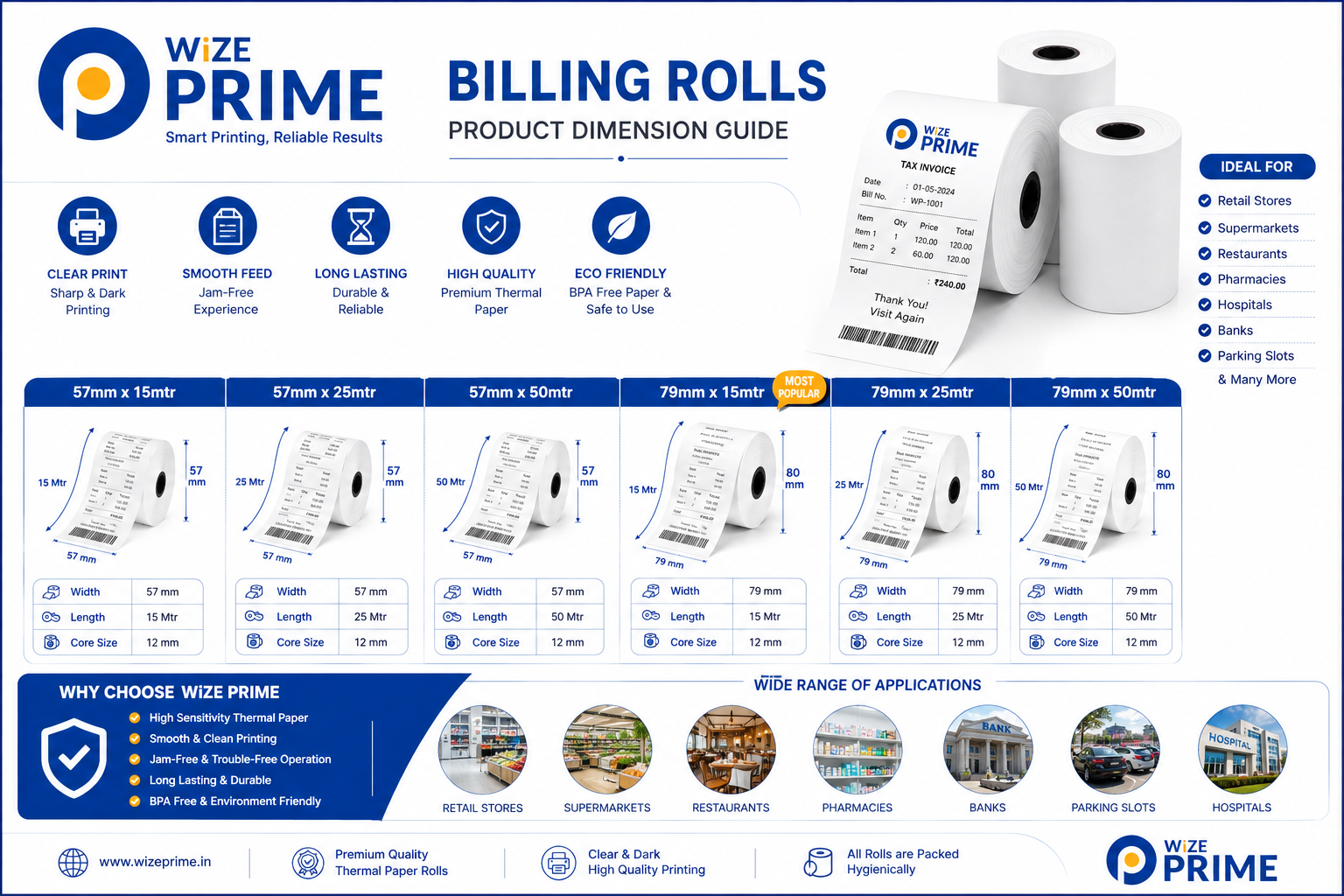 80mm Thermal Billing Rolls (3 Inch) - WizePrime Patna Bihar 2