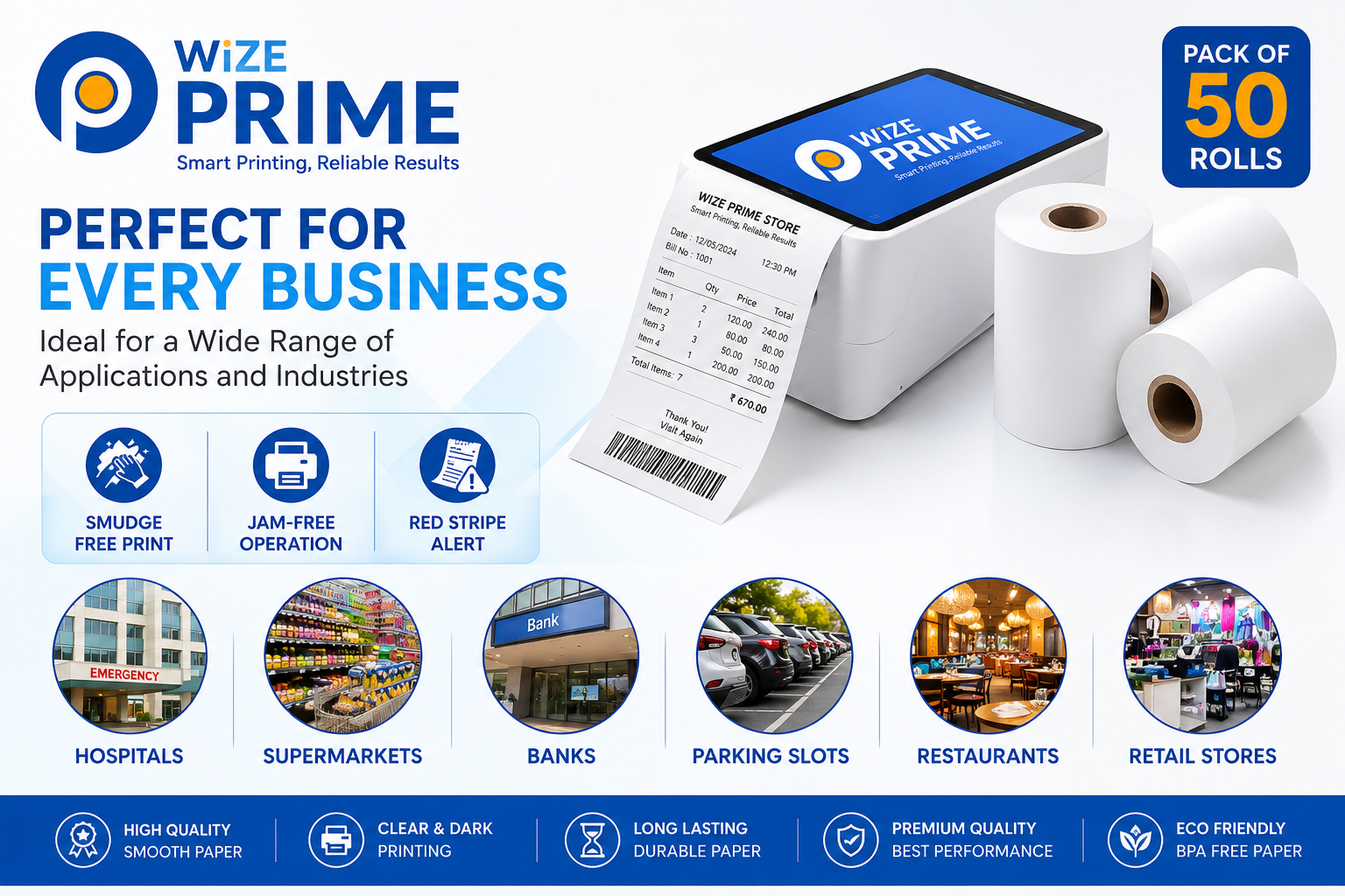 57mm Thermal Rolls (2 Inch / Card Machine) - WizePrime Patna Bihar 2
