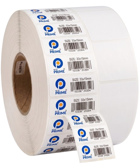 Barcode Label Roll 33mm x 15mm (2500 Labels/Roll) - Wholesale Supplier WizePrime Patna Bihar